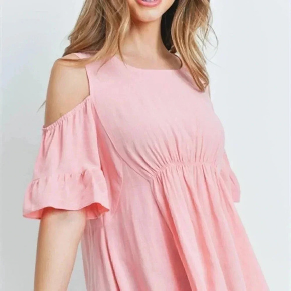 Pink Top Tunic Cold Shoulder - Picture 6 of 6